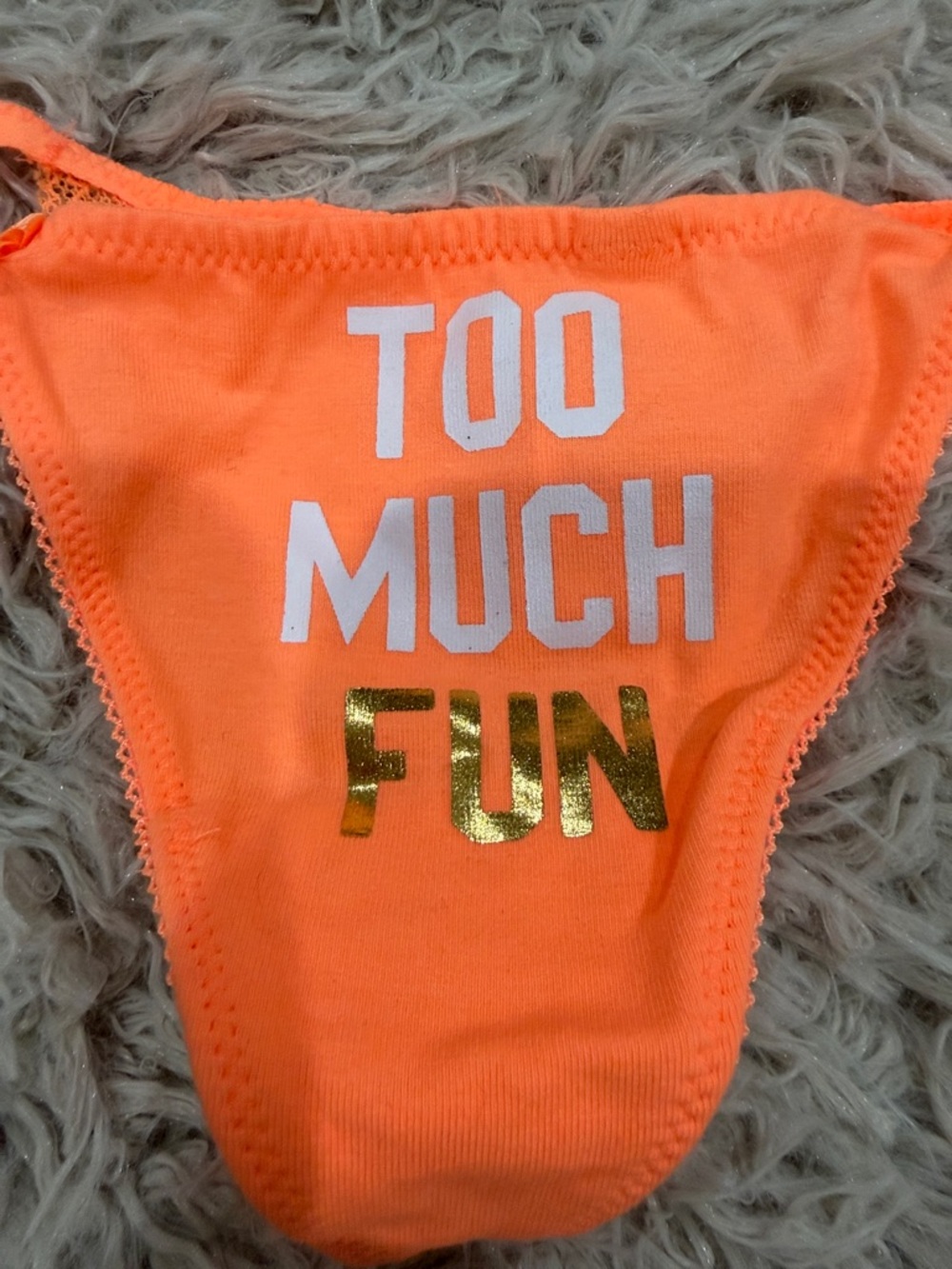 NWT Rare VTG Y2K Victoria’s Secret PINK T Back Thong TOO MUCH FUN Foil Small